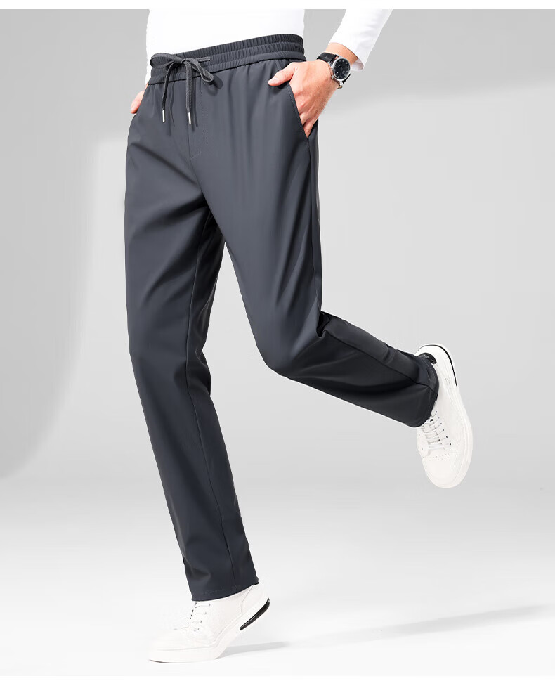ROMON Men's Non-Iron Business Dress Pants Casual Stretch Straight-Leg Dad Pants Black Regular 3XL 4