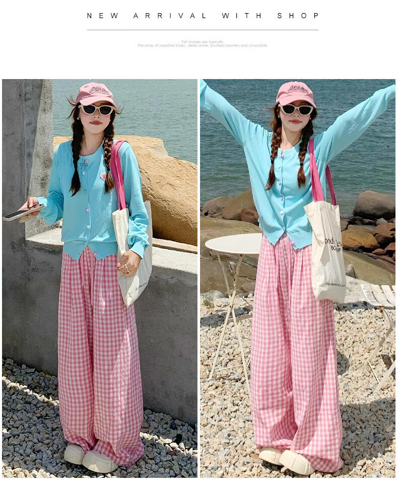 LangSha Wide-Leg Pants for Women, Spring And Autumn New Style Dopamine High-Waist Draping Slimming Casual Loose Lazy Trendy Trousers 3