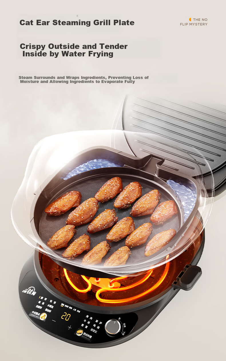 Midea Electric Griddle, Home Double-Sided Heating Grill Pancake Maker, Deep Frying Pan with Upper And Lower Plates for Easy Cleaning, Breakfast Machine, Barbecue Electric Griddle JKE3478 11