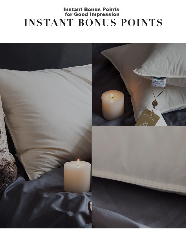 SHEONE Hotel Pillow, All-Cotton Feather Pillow, Soft Goose Down Pillow Core, Single Pack 48*74 7