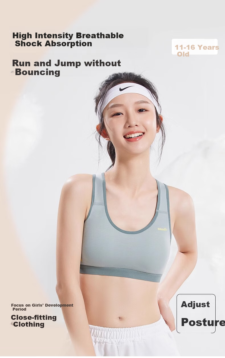 MiiOW Girls' Sports Bra for Middle And High School Students, Teenage Development Stage Two And Three Sports Bra with Anti-Shock Desig 1
