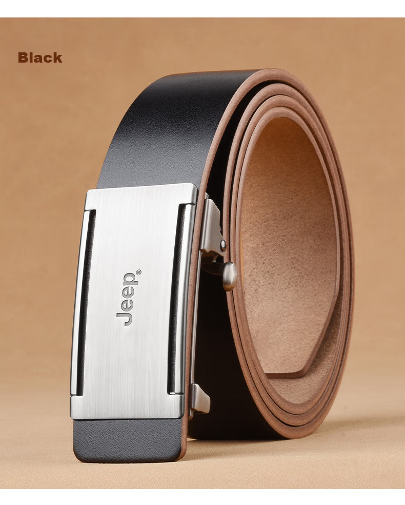 JEEP Men's Belt, Top-Grain Leather, Toothless Automatic Buckle, Casual Pants Belt, Birthday Gift for Boyfriend 8