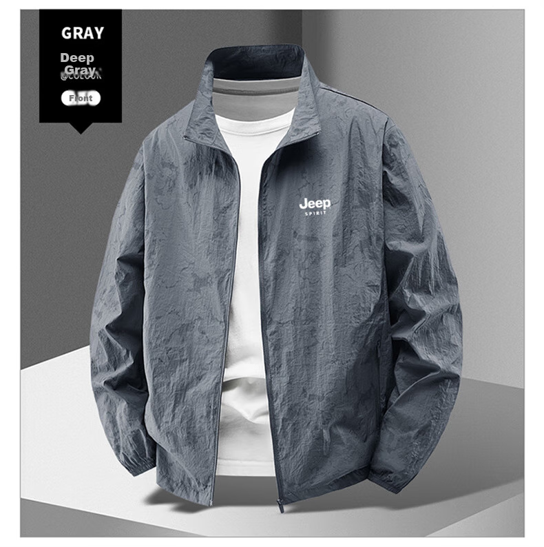 JEEP SPIRIT Sun Protection Jacket for Men, Summer Lightweight Breathable UV-Resistant Outdoor Cool Skin Coat, Dark Gray, XL 15