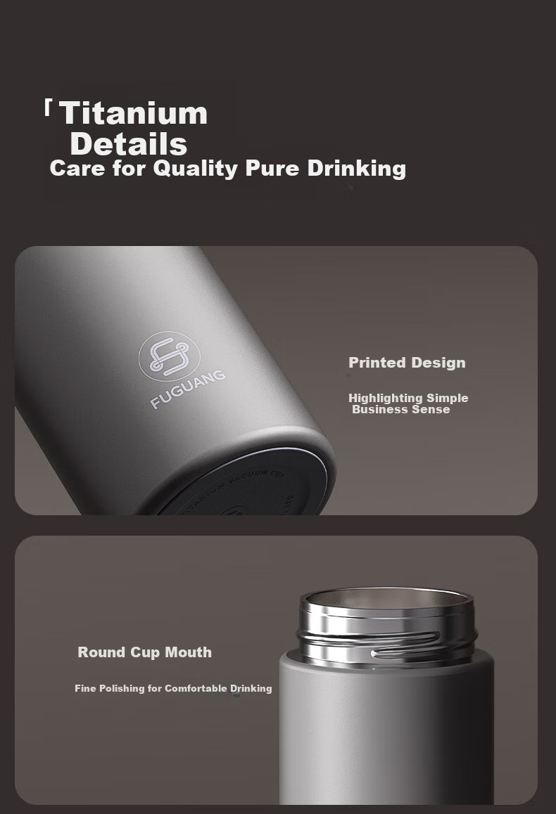 Fuguang Insulated Mug, Titanium Cup with Tea Infuser, Water Bottle for Men And Women, Pure Titanium Teacup, Outdoor Gift Box, Pure Titanium Thermos Cup 20