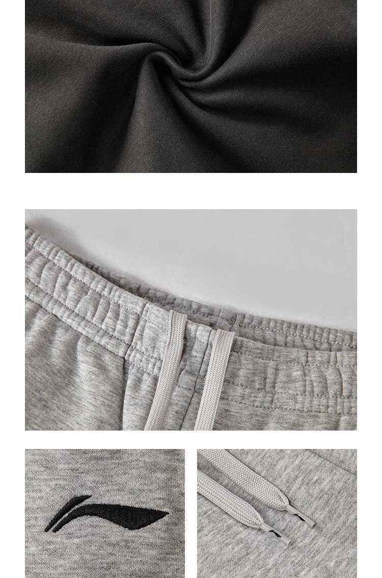 LI-NING Fleece Lined Warm Casual Men's Sweatpants Loose Fit Thickened Jogger Pants Sports Trousers with Elastic Cuffs 1