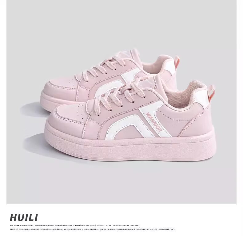 Warrior Women's Shoes, Women's Training Shoes, New Spring 2026 Leather Sneakers, Thick-Soled Heightening Versatile Casual Student Sports Shoes 3