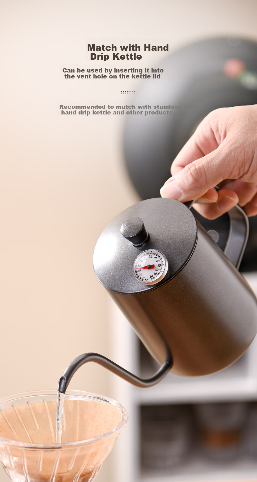 CLITON Pour-Over Coffee Thermometer Probe Adjustable Electronic Temperature Needle for Milk Coffee Latte Art Stainless Steel Water Thermometer 2