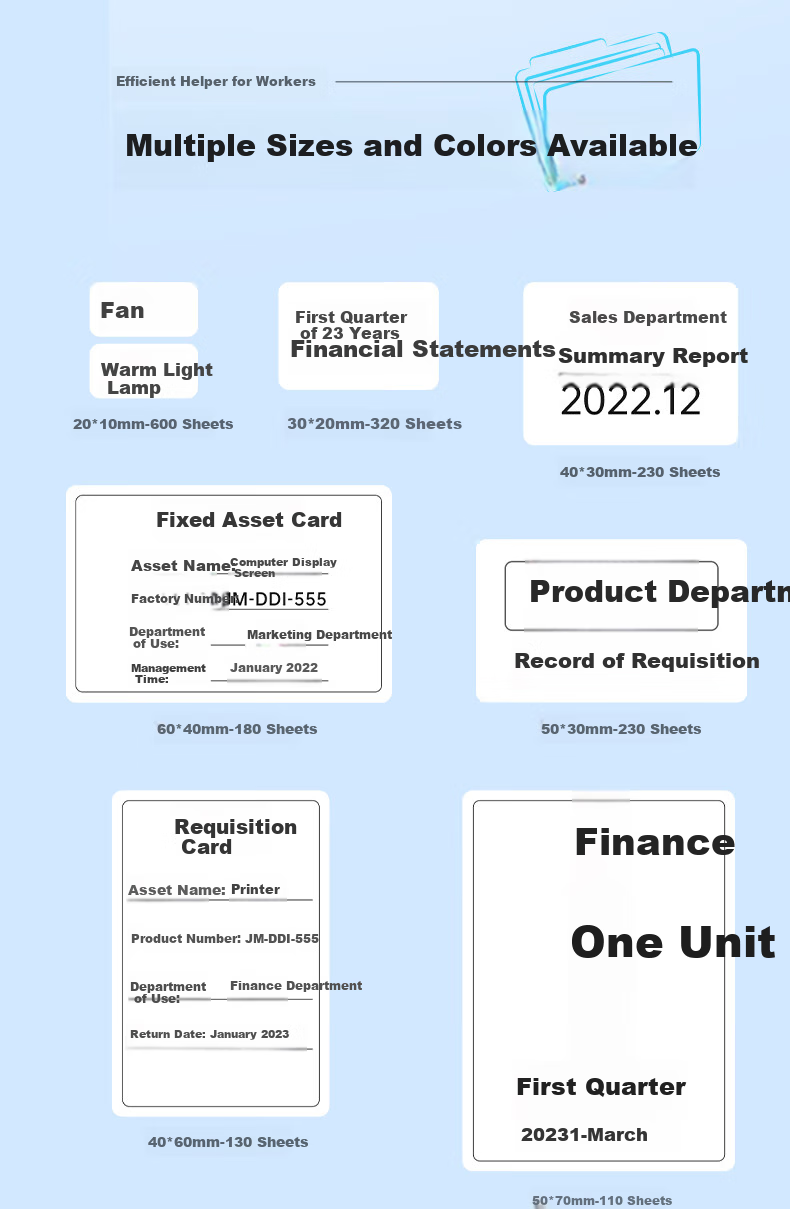 YCN [White 85*102mm - 80 Sheets] Suitable for M421 Office Fixed Asset Label Stickers, Card Identification, Cable Marking, White QR Code, Waterproof Adhesive Printing Paper 7