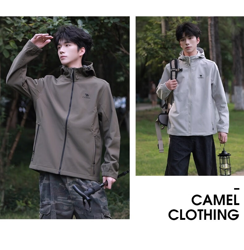 CAMEL Outdoor Softshell Jacket Couples Waterproof Windproof Fleece Lined Hooded Coat AA32263652 2