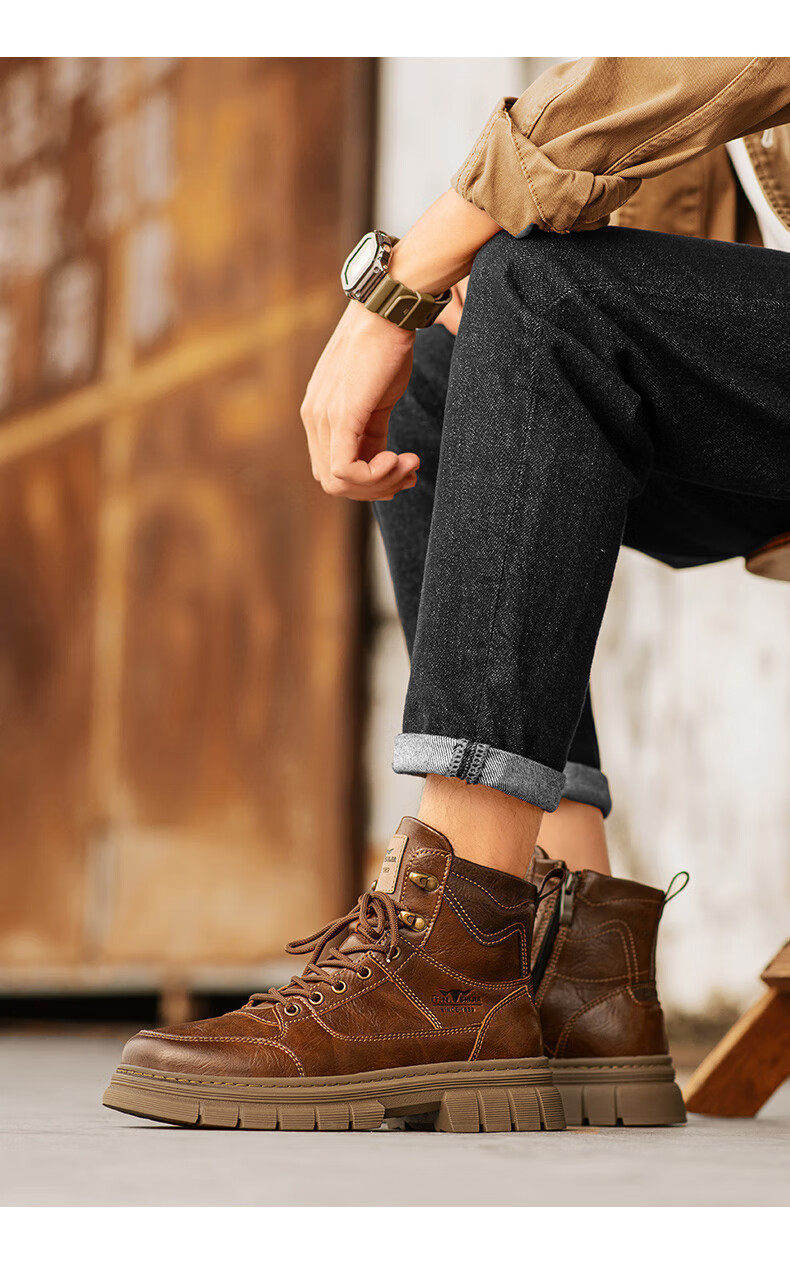 G.N.Shi Jia [Zhang Ruoyun Style] Men's Autumn Winter New Retro British Martin High-top Durable Work Boots 20
