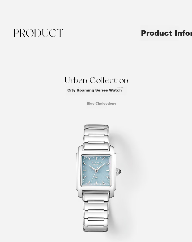 LOLA ROSE Urban City Tour Small Square Watch for Women, Versatile Commuter Birthday Gift for Girls 14
