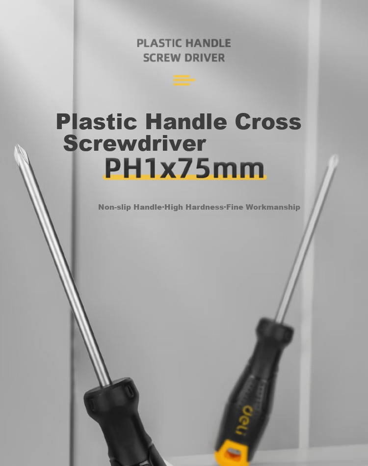 DELIGONGJU Deli Plastic Handle Phillips Screwdriver PH1x75mm DL625075 (Random Delivery of New And Old Products) 3