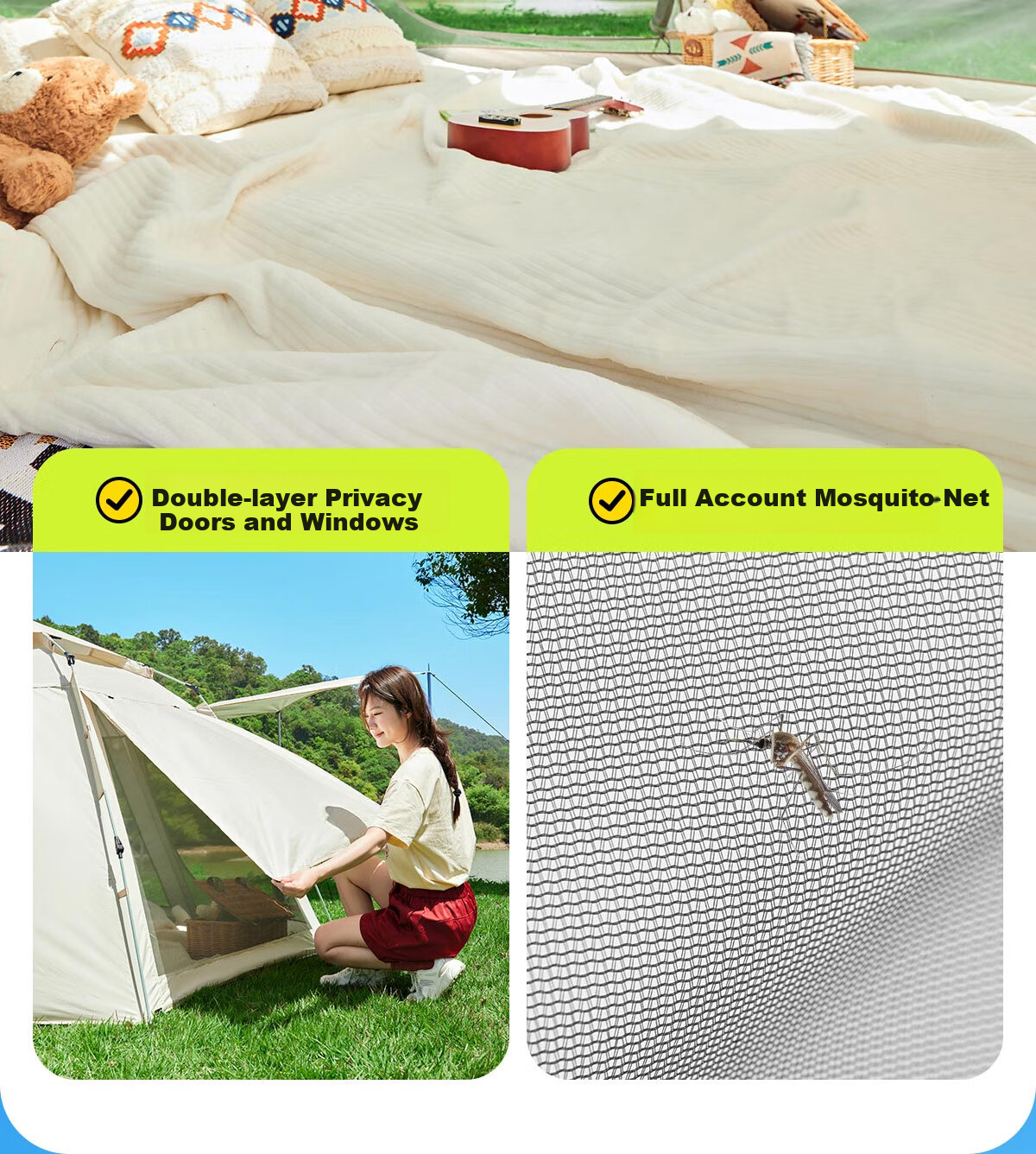 CAMEL X Outdoor Canopy Tent, Foldable Portable Hexagonal Camping Overnight Outdoor Camping Complete Set of Equipment 29