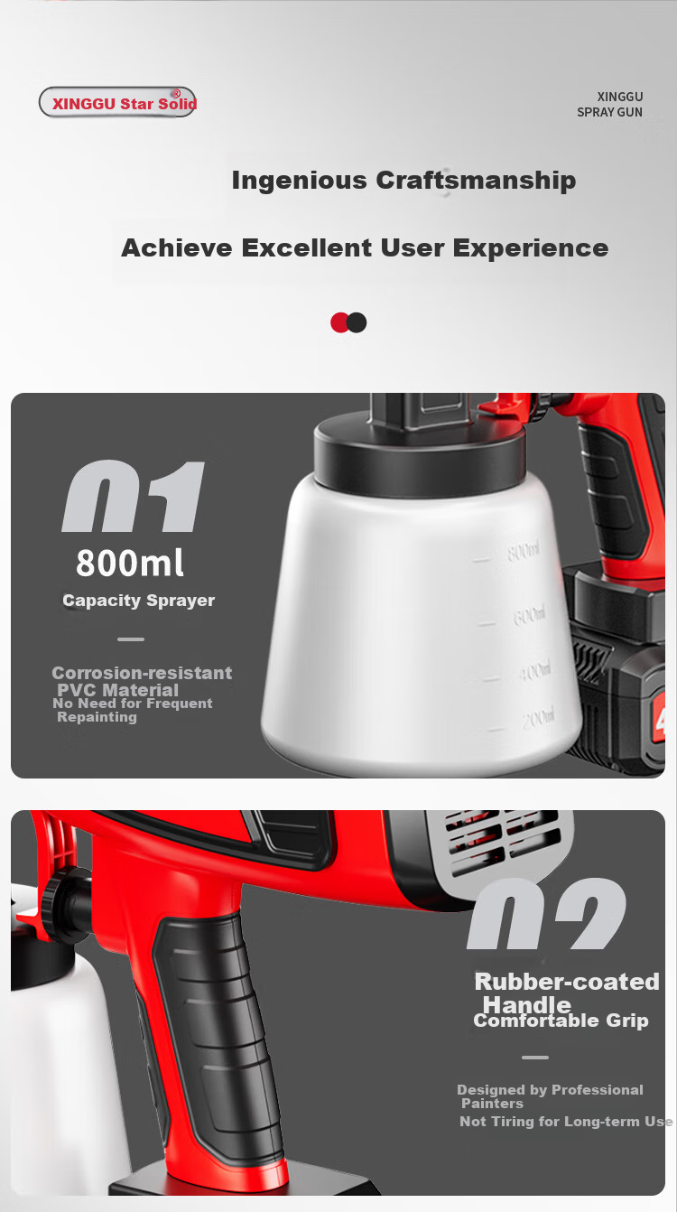 Xinggu Electric Paint Sprayer, Latex Paint Sprayer, Lithium Battery Paint Gun, Wall Painting Tool, Handheld Spray Bottle, High Atomization Single 23