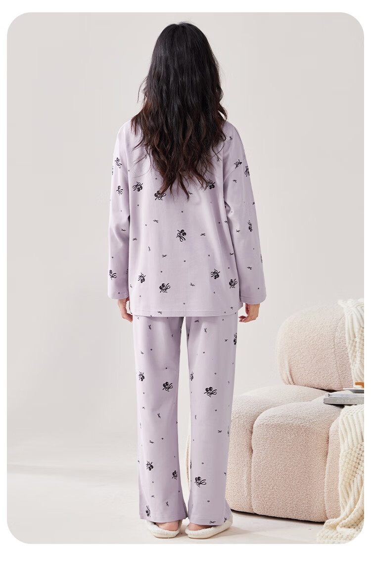 LangSha 100% Cotton 10A Antibacterial Women's Pajama Set Spring Summer Pure Cotton Cardigan Loungewear Suitable for Outdoor Wear 2026 16