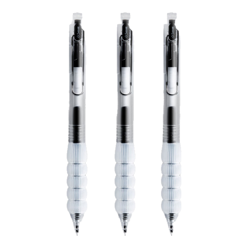 Dongmi Gel Pen, Ergonomic Design, Retractable Tip, Stylish Appearance, Stress-Relieving, Ultra-Soft Grip, for Students' High School Exams And Postgraduate Entrance Exams, Quick-Drying Signature Pen, Transparent Black, 3-Pack, DM996
