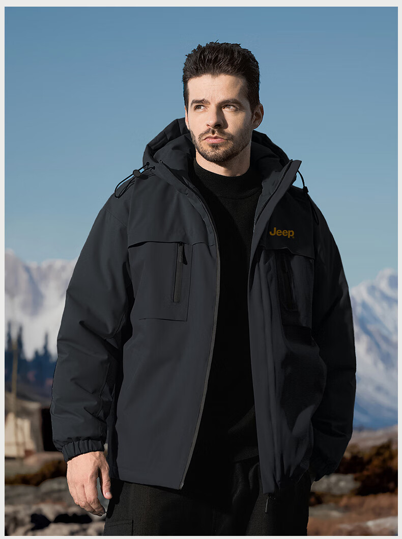 JEEP Men's Casual Thickened Warm Cotton Padded Jacket Winter 2025 New Graphene Windproof Cotton Coat 11