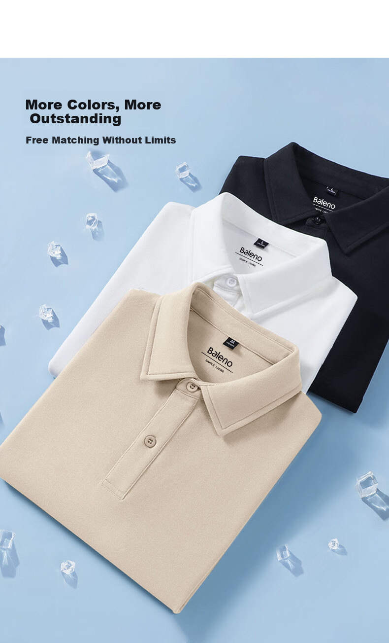 Baleno Polo Shirt for Men, Summer Simple Five-Quarter Sleeve T-Shirt, Breathable Versatile Student Collared Casual Shirt, Men's Short Sleeve 2