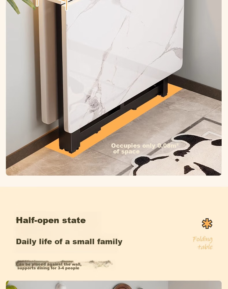 Chibailun Foldable Table for Home Use, Small Apartment Dining Table, No Installation Required, Simple Eating Table, Multifunctional Three-Fold Table for Rental Apartments 2