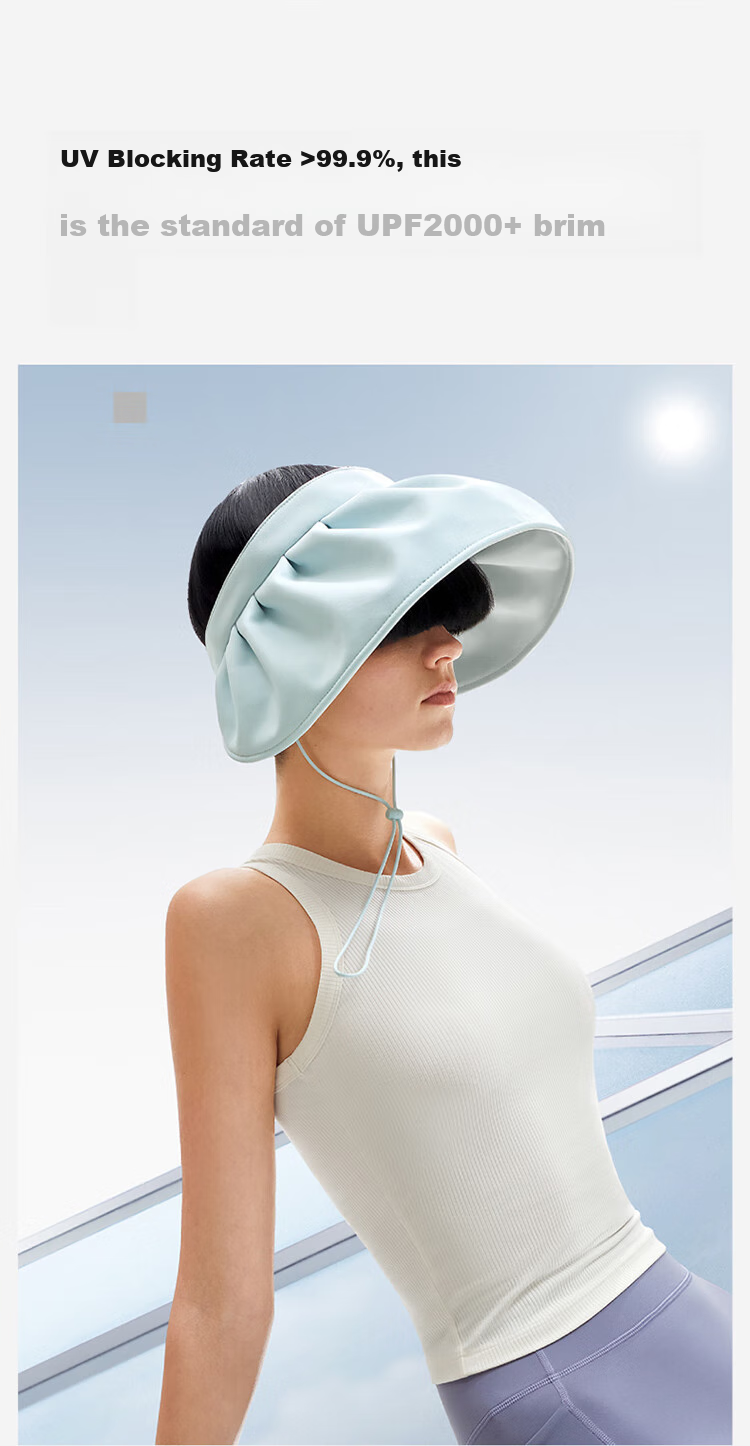 Bananain Liangpi Series Women's Sun Protection Hat with Wide Brim, UV-Resistant Visor Cap, Sunshade Hat, Cream Blue, F 7