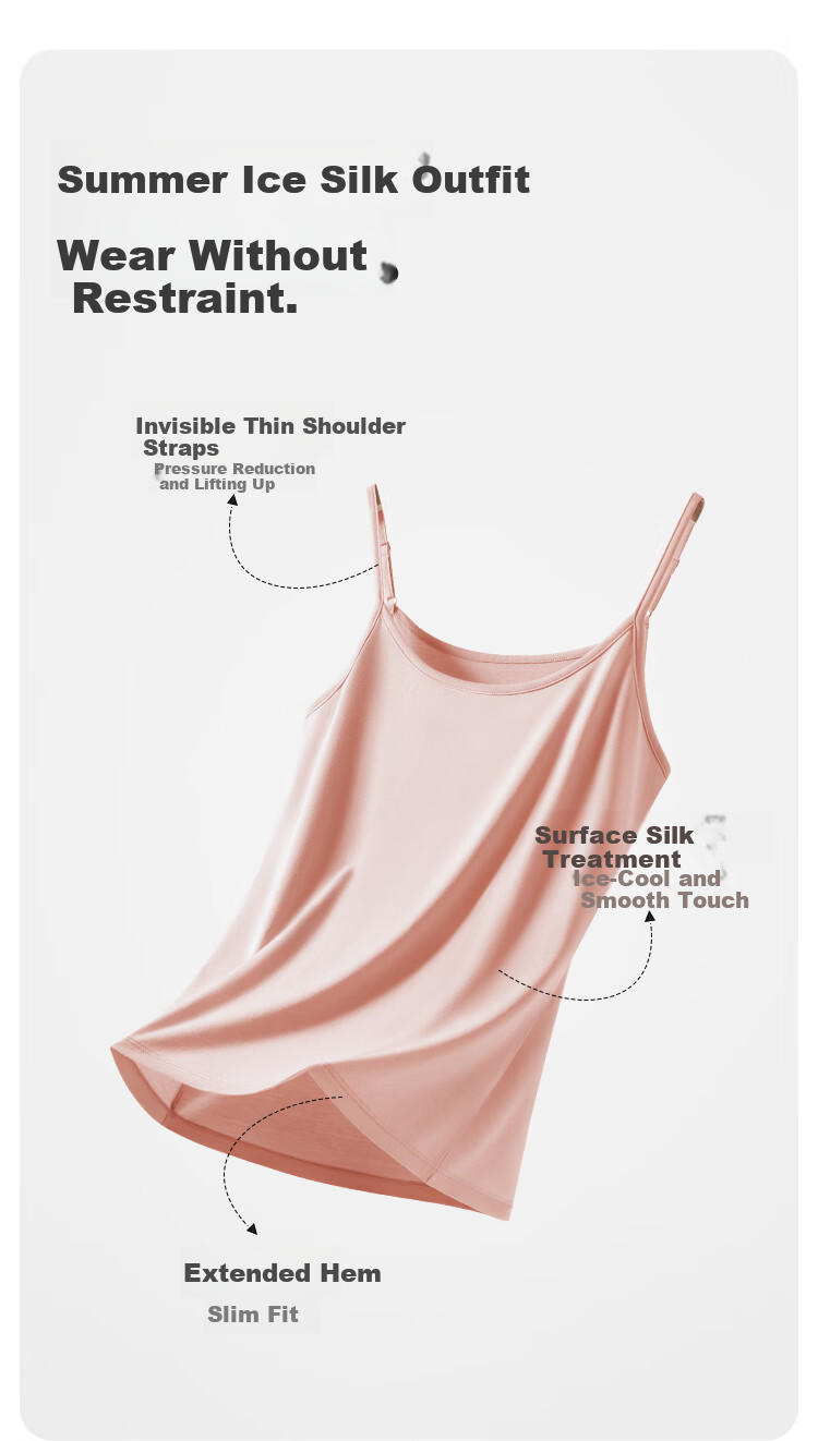 MiiOW Women's Camisole Tank Top, Cotton-Lanin Modal Ice Silk Cool-Feel Outer Wear, Beautiful Back Round Neck Summer Style, Inner Wear Undershirt 2