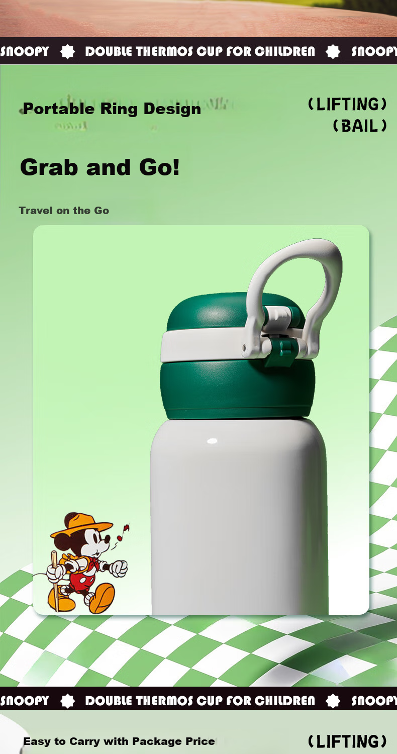 Disney Children's Insulated Cup with Straw, 316 Stainless Steel Large Capacity Water Bottle for Boys And Girls, Portable Specialized Cup for Primary School Students 9