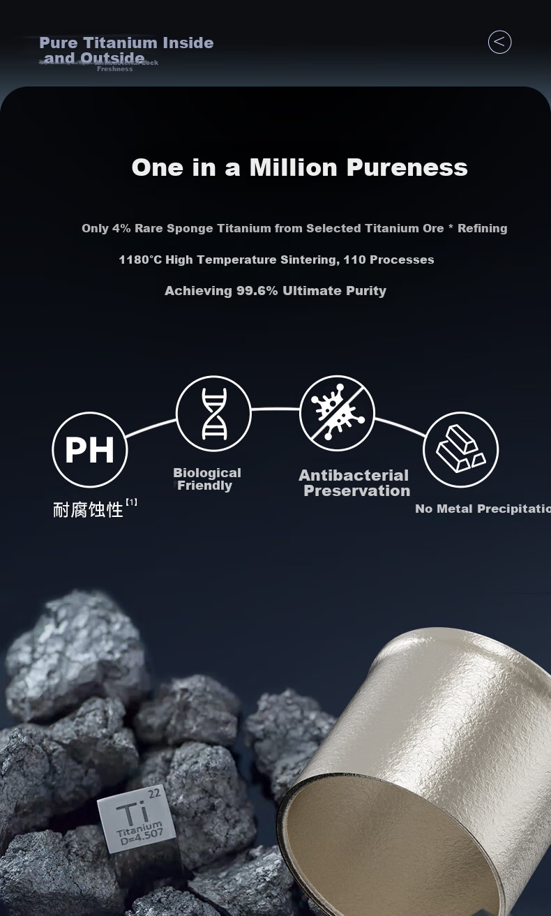 Hongmengzhixuan Titanium Cup AI Smart Star-Shine Tea Infuser Mug, Pure Titanium Insulated Tumbler, Large Capacity Water Bottle for Men And Women, Gift 4