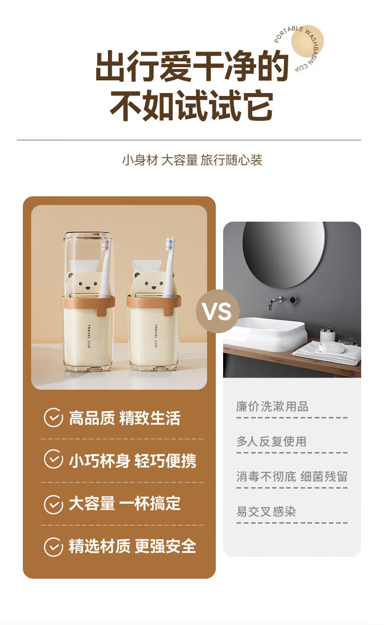 MENGTING Portable Travel Toiletry Set Mouthwash Cup Toothbrush Storage Box Transparent Dental Kit Travel Essential Double Cups 1