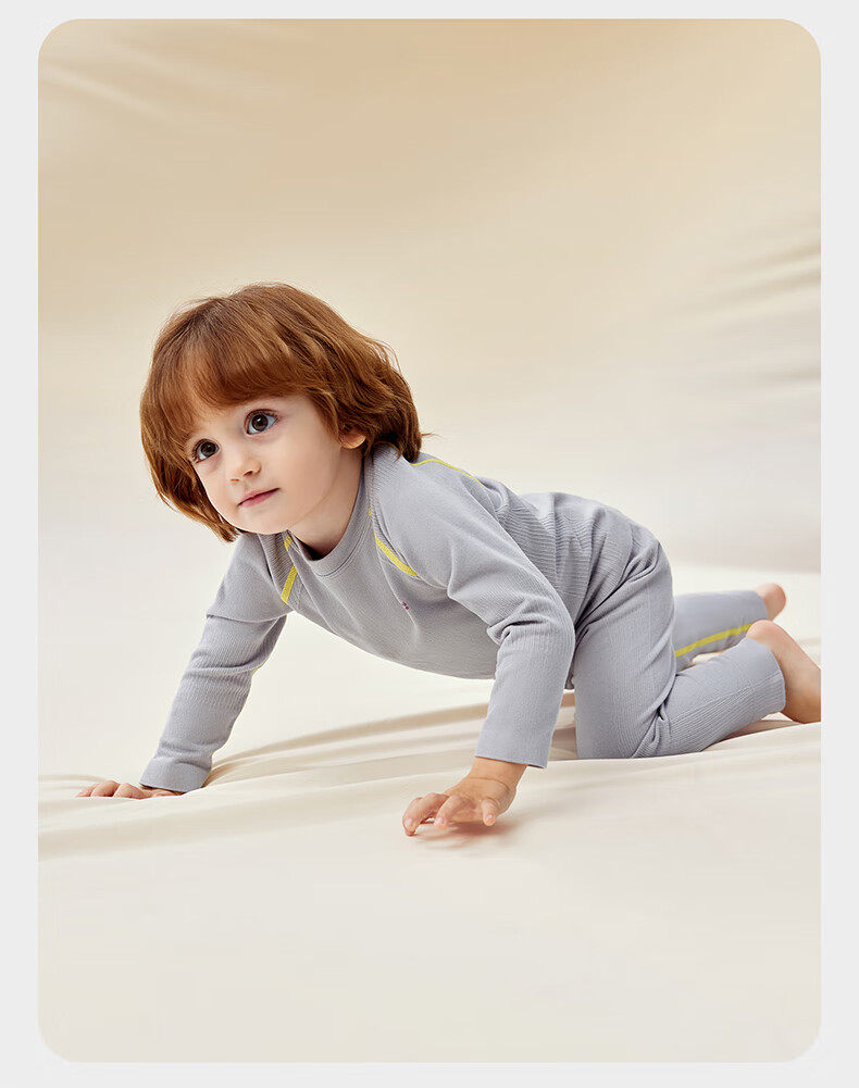 Babycare Camellia Children's Homewear Autumn Winter Pajamas One-piece Knit Underwear Set Shell White 100 7