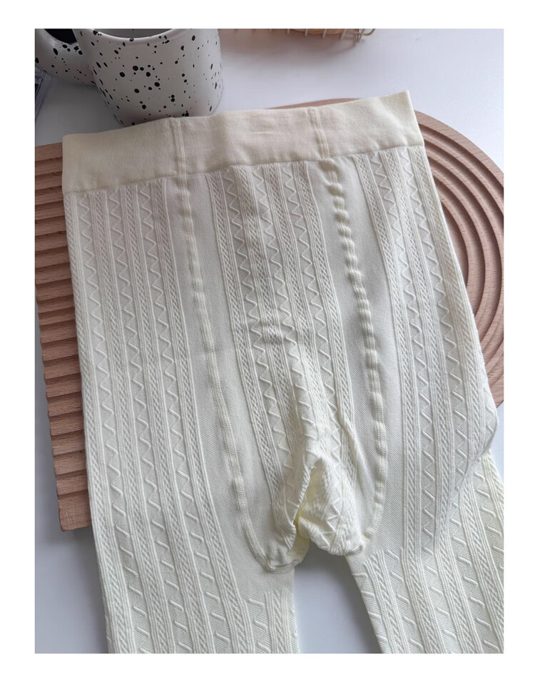 XUEXIMAN Women's Autumn Thin Miu Series Cable Knit Striped Light Compression Slimming Gray Breathable Anti-Slip Crotch Leggings 2