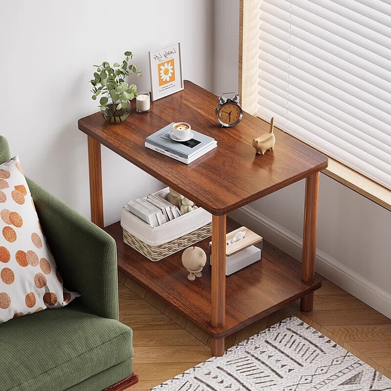 FENJIEXIAN Side Table, Bedside Table, Coffee Table, Nightstand, Small Side Table, Sofa End Table, Small Desk, Simple Double-Layer Tea Table, Small Tea Stand