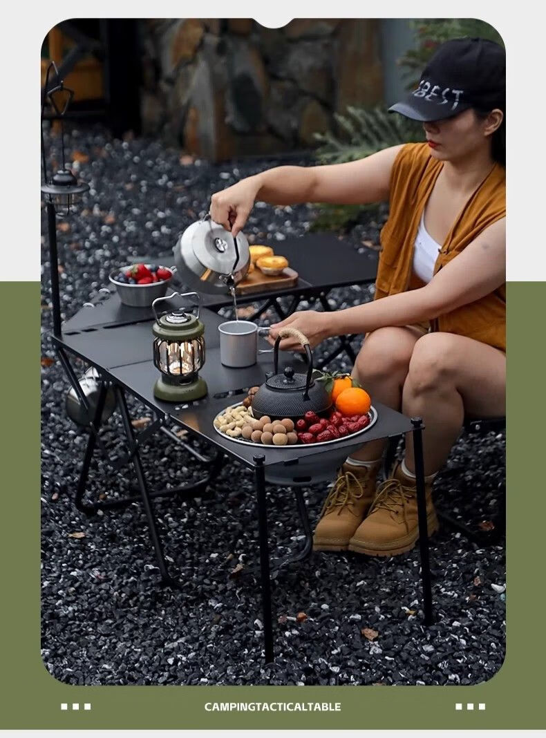 Hakkai Bird Outdoor Folding Table Portable High-End IGT Camping Shadow Tactical Multifunctional Picnic Table Quick-Open Small Tea Table 7