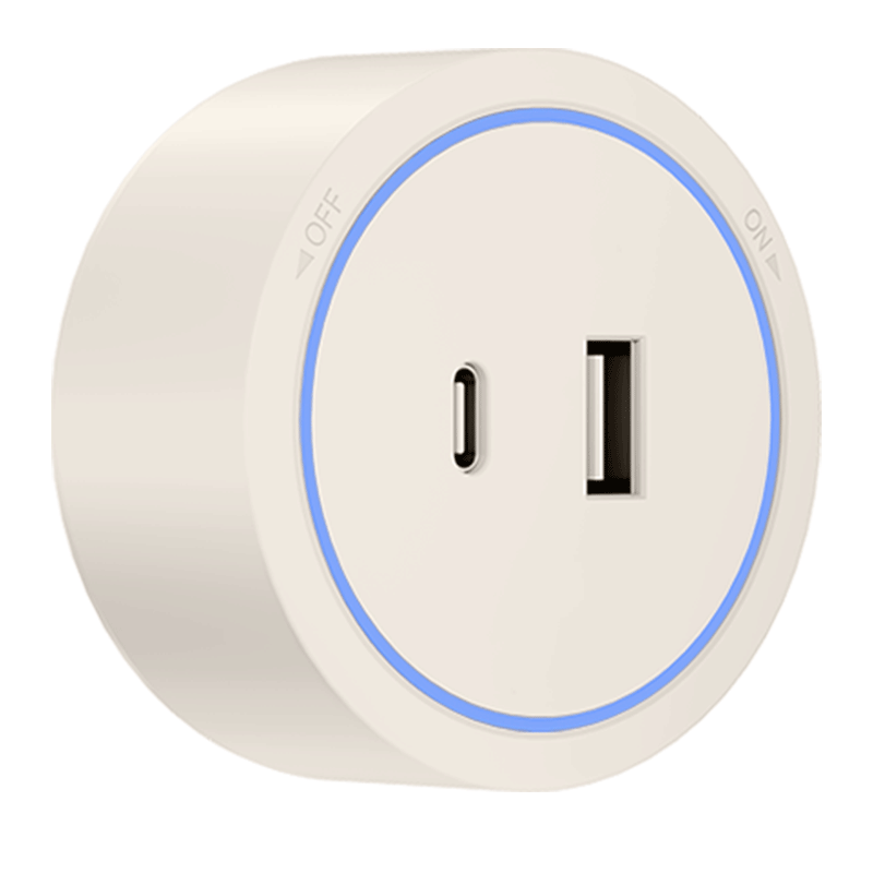 International Electrical Track Socket Adapter 20W Fast Charging USB+Type-C with Ambient Light Adapter White USB+Type-C