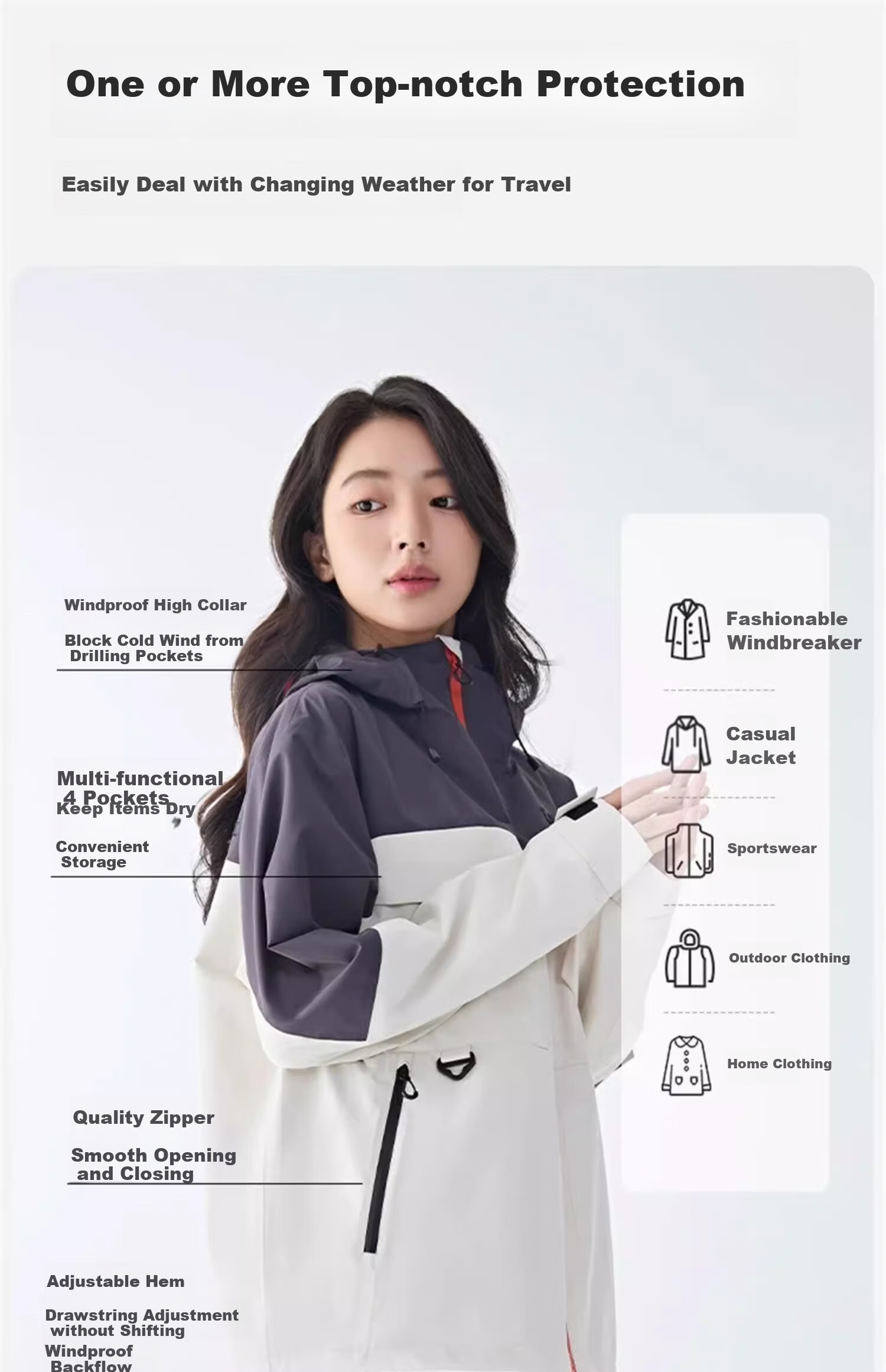 CAMEL [Lingbo] Outdoor Jacket, 2025 New Model, Storm-Proof, Lightweight, Single-Layer Mountaineering Suit, XS 5