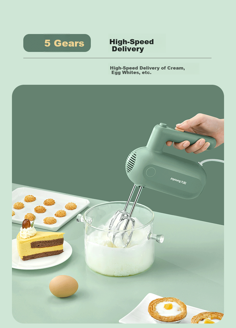 Joyoung Handheld Electric Egg Beater, Food Processor, Whisk, Multifunctional Home Mixer, Mini Cream Whipper for Baking S-LD150 7