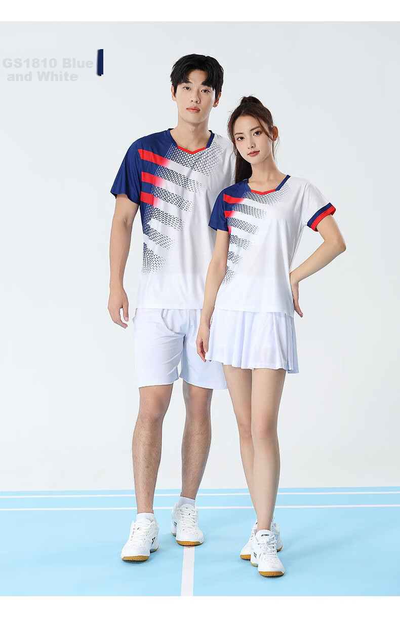 Gaoshouruyun SO MANY VIPS Badminton Customized Set, Men's And Women's Jersey, Breathable Short-Sleeve Tennis Outfit GS1802-W Women's 18
