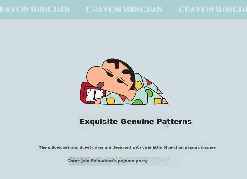MIDO HOUSE Mingdu & Crayon Shin-Chan Collaboration Long-Staple Cotton Printed Bedding Set, Sleepwear Party, Fitted Sheet Style for 1.8m Bed 4