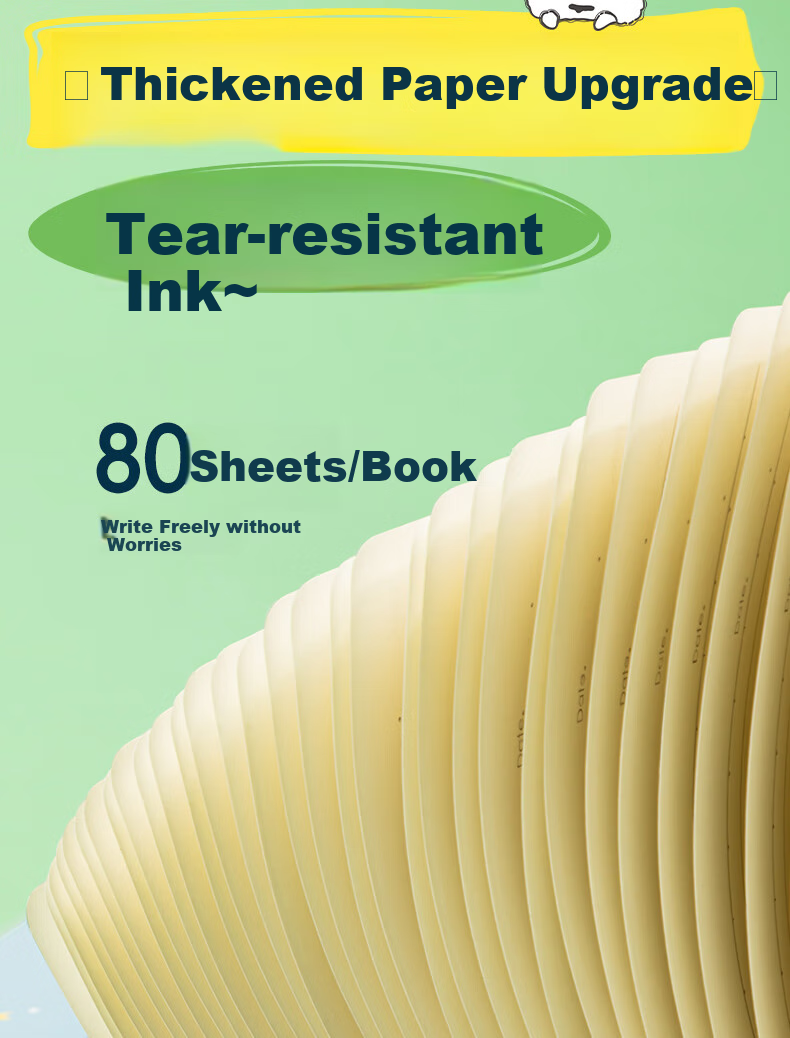 Deli Egg Party Co-Branded Glue-Bound Notebook, 16K/80 Sheets, Student Supplies, Set of 4 Notebooks, DZ204 7