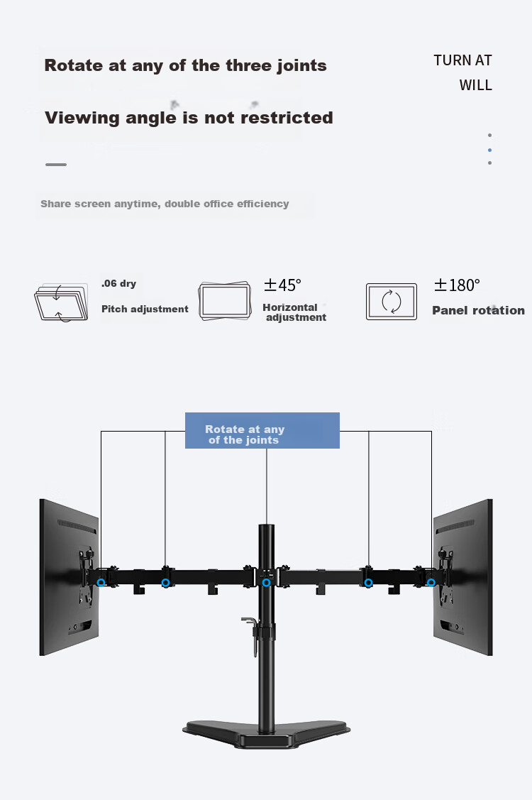 ATSCORE Dual Monitor Stand, Computer Stand for Two Screens, Display Riser And Bracket, Left And Right Dual Screen Support, 10-32 Inches 4