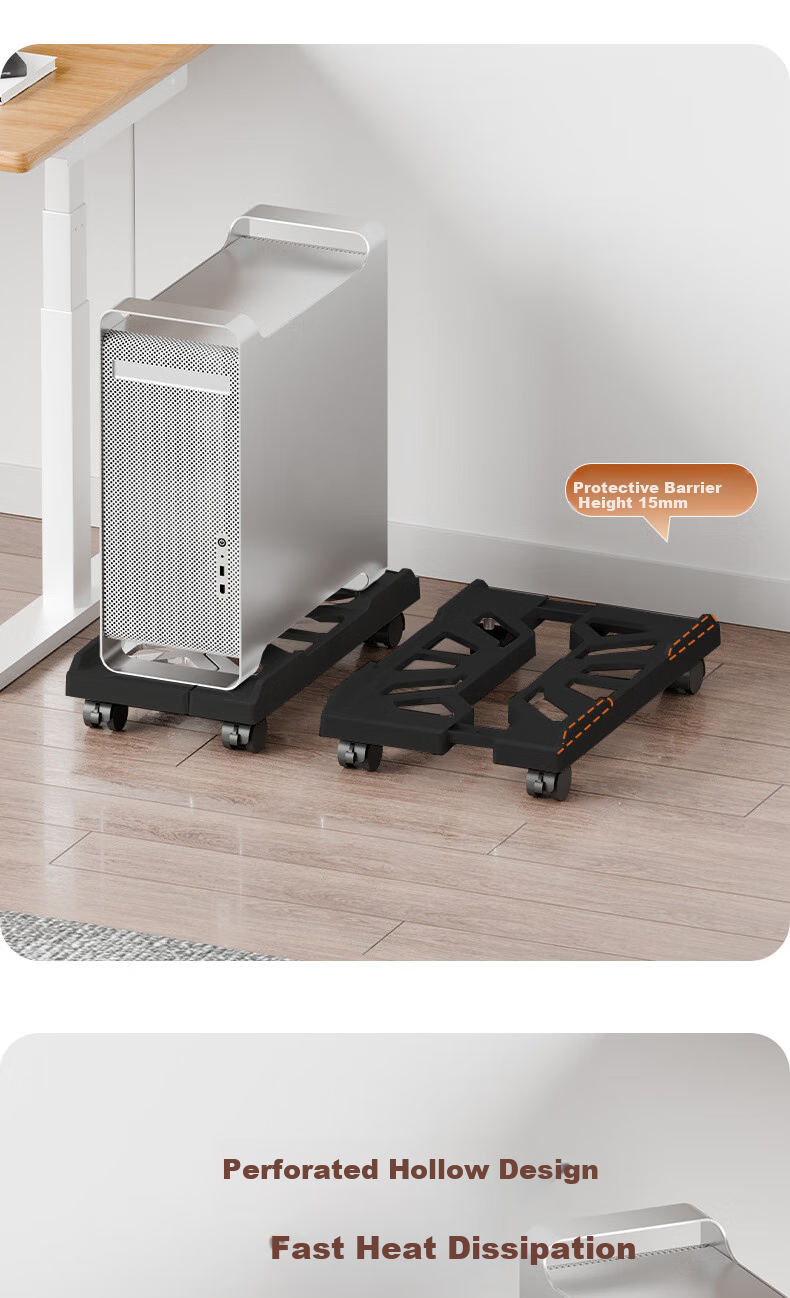Jingjiayi Extendable Desktop Computer Stand, Movable Chassis Tray, Computer Storage Rack, Mobile Base for Workstatio 7
