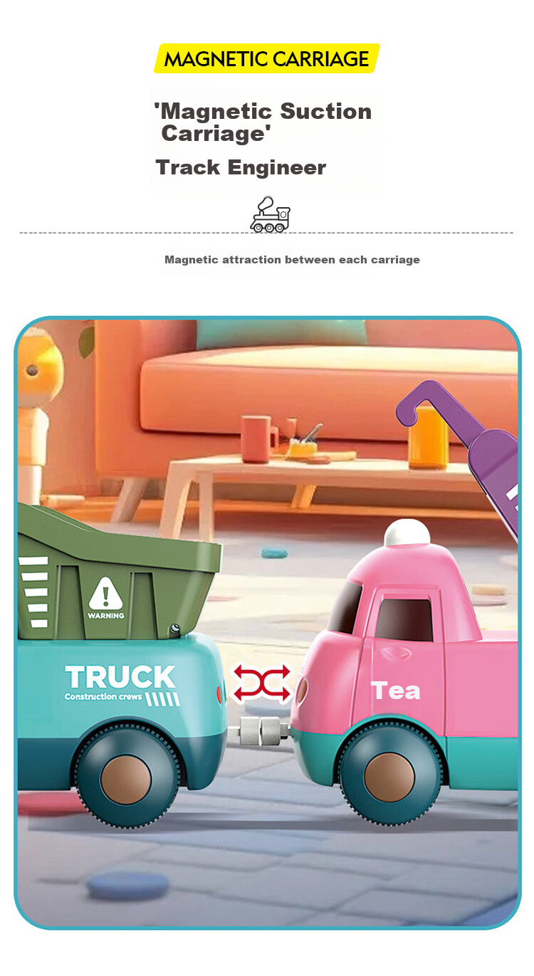 Martin Brother Track Train Toy, Children's Electric Magnetic Car, Construction Vehicle Toy for Boys And Girls 2