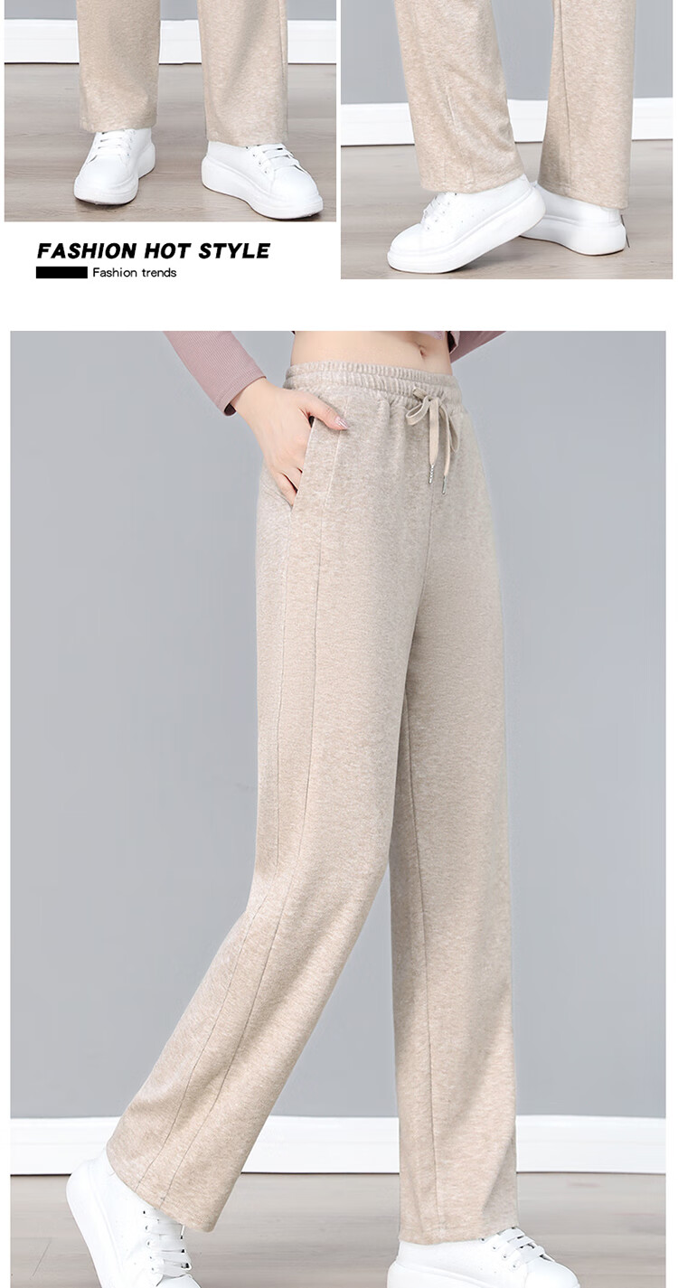 Woodpecker Women's Sticky Rice Pants Spring Autumn Winter New Straight High Waist Slim Loose Casual Sports Pants Black XL 2
