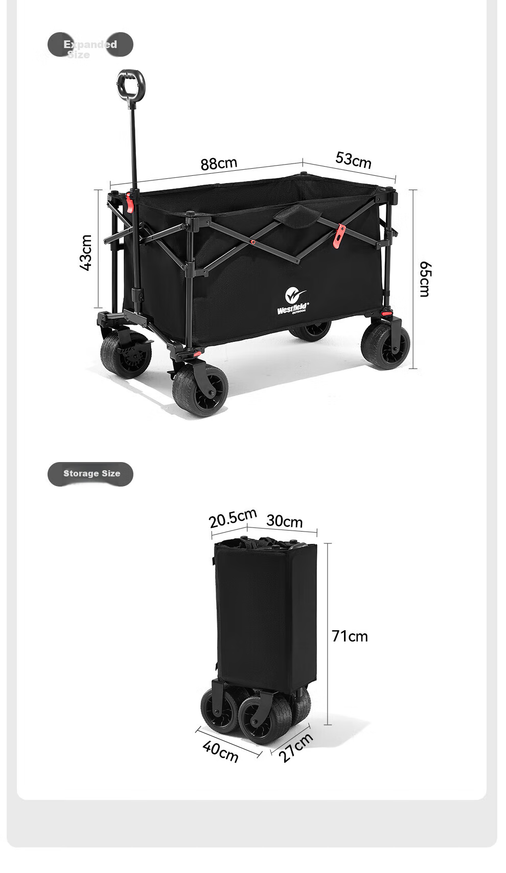 Westfieldoutdoor, My Flying Lingxiao Push-Up Heightened Folding Camping Cart, Outdoor Camping Cart, Stroller, Grocery Shopping Cart, Pet Cart, Picnic Trailer 13