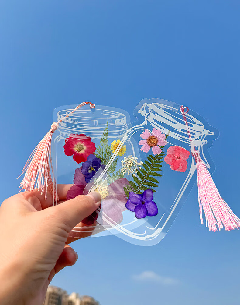 Tianse Transparent Dried Flower Bookmarks Handmade DIY Material Kit Leaf Specimen Laminated Plant Pressed Petals Back to School Set 20 Sheets TS-6132 17