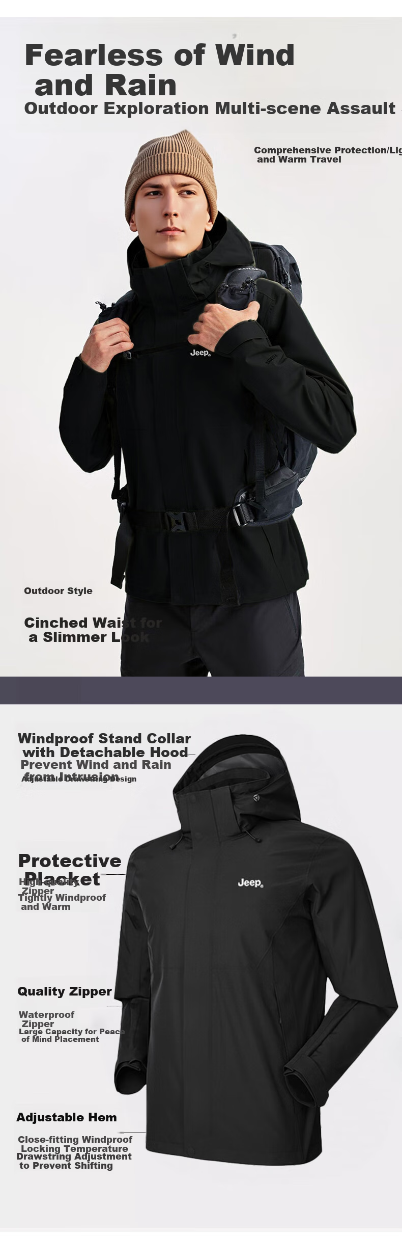 JEEP Outdoor Windproof And Water-Resistant Jacket for Men And Women, Single-Layer Windbreaker, Heliwind Style Mountaineering Coat 2