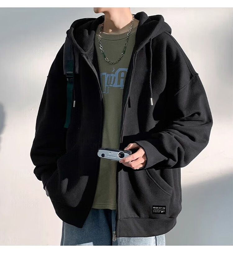 GLM Hoodie Jacket for Men, Spring And Autumn Season, Loose Casual Knitted Cardigan, Sports Jacket, Gray, XL 9