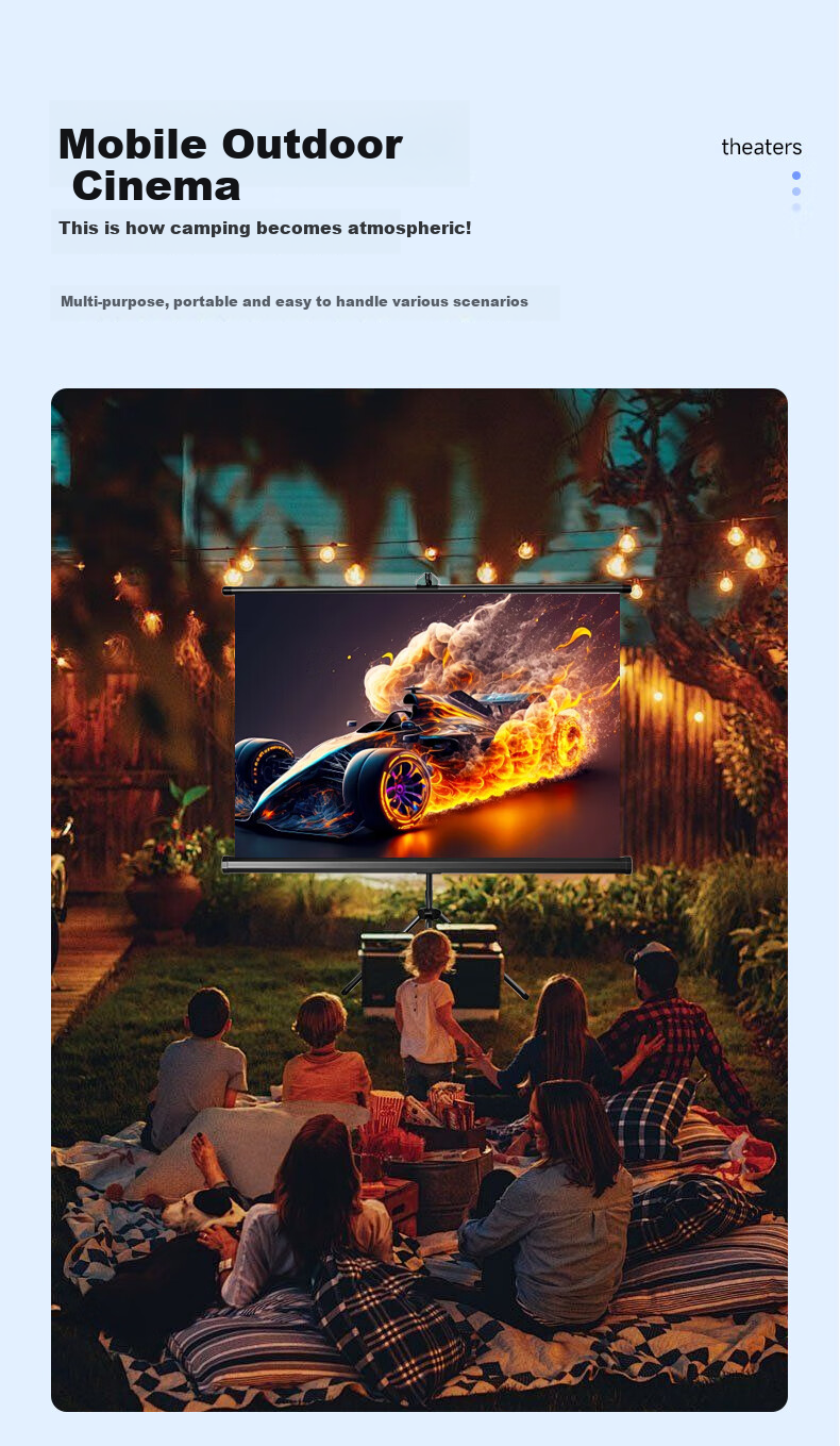 Fat Giant Projection Screen ZP Bracket Screen 120-inch 16:9 No-Drill Wall-Mount Dual-Use Projection Screen Supports HD Home Office Mobile Outdoor Portable Screen 7