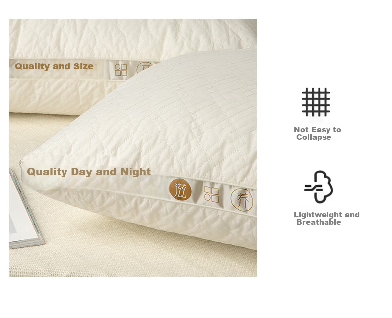Hengyuanxiang Pillow, Pure Cotton, Three-Dimensional Antibacterial, Hotel Neck Support Pillow Core, Deep Sleep, Adult, 45*70cm, One Pair 9