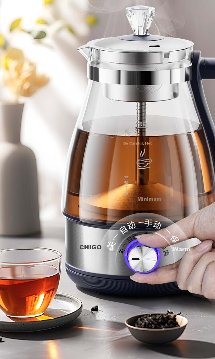 CHIGO 1L Health Pot Electric Tea Kettle 316 Stainless Steel Spray Steaming Tea Maker Multi-Function Tea Brewing and Boiling Kettle 5