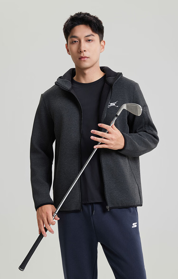 Skechers Men's Jacket 2026 Spring New Outdoor Sports Breathable Zip-up Fleece Casual Sweatshirt 3